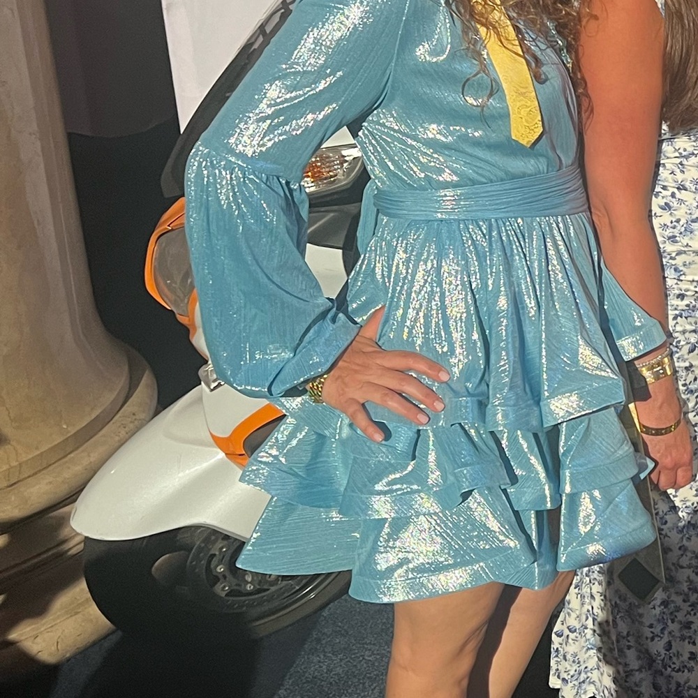 Bronx and Banco Metalic Mini Dress in Blue - Picture 7 of 8